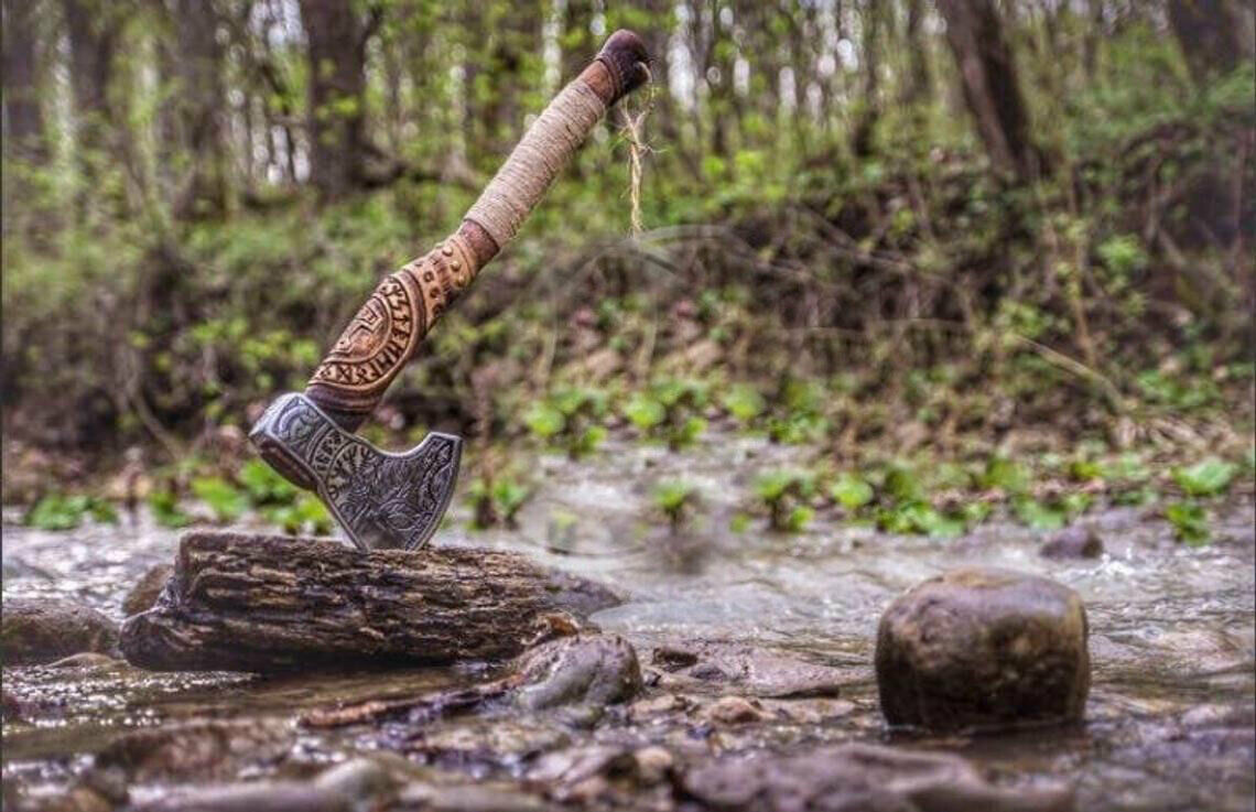 Amazon.com : QEPAA CRAFTS 19” Hand Forged Viking Axe- Rose Wood